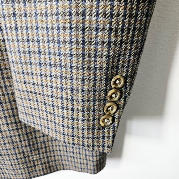 Jack Victor 44L Sport Coat 100% Wool Plaid Three Button Fully Lined - Picture 5 of 7